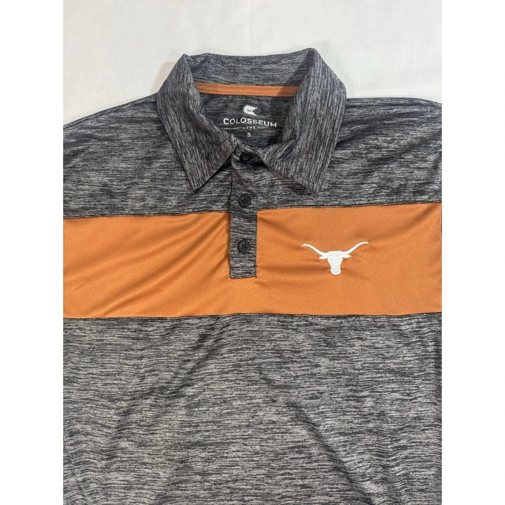 Texas Longhorns Colosseum Men's Small Golf‎ Polo Shirt - Gray Orange
